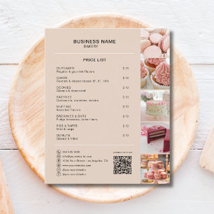 Lista de precios de panadería Foto QR Mocha Brown