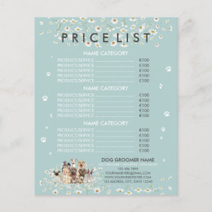 Lista de precios de peluquería canina Puppy Green