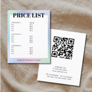 Lista de precios de salón de belleza con código QR