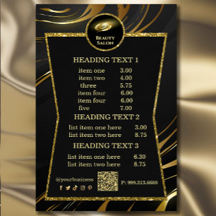 Lista de precios de Salón de Belleza Elegante Negr