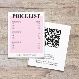 Lista de precios de salón de código QR de rosa bla