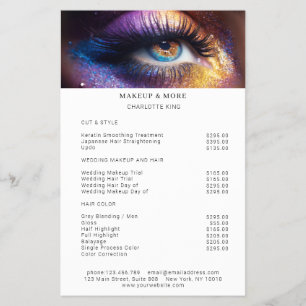 Lista de precios de salón de glitter para foto de
