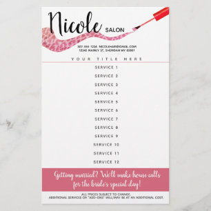 lista de precios de salón de manicura y pedicura d