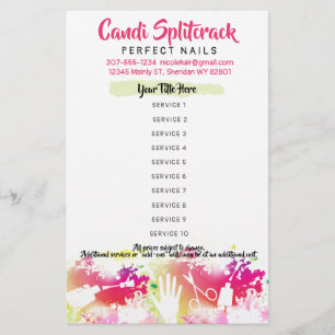 Lista de precios de salón de manicura y pedicura d
