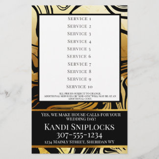 Lista de precios de salón de maquillaje para peina