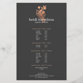 Lista de Precios de Salón Rosa Dorado con Logo Flo
