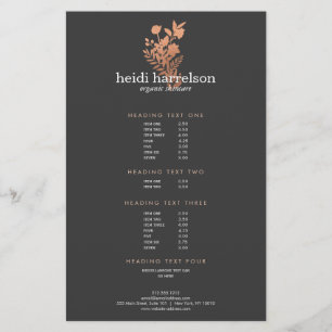 Lista de Precios de Salón Rosa Dorado con Logo Flo