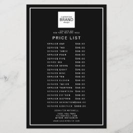 Lista de precios de servicios de belleza con logot