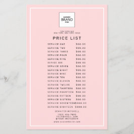 Lista de precios de servicios de belleza con logot