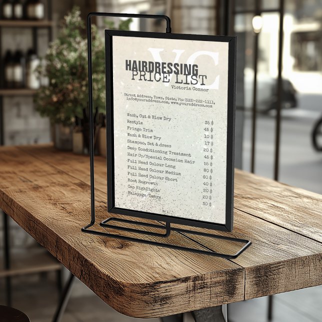 Lista de precios de servicios de peluquería Glitte (Perfect for business)