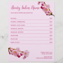 Lista de Precios de Servicios del Salón de Belleza