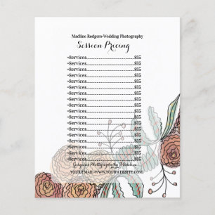 Lista de precios de sesión de fotografía de boda f