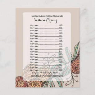 Lista de precios de sesión de fotografía de boda f