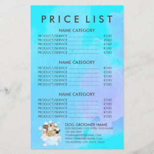 Lista de precios de Spa para perros y gatos de Tea