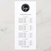 Lista de precios del menú Logo