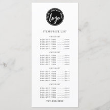 Lista de precios del menú Logo