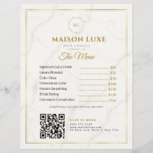 Lista de precios del salón de belleza de mármol bl