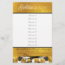 Lista de precios del salón de belleza estilista de