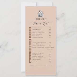 Lista de precios del salón de belleza neutra de es