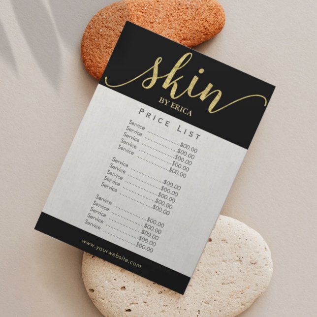 Lista de precios elegante de esteticista de salón  (Subido por el creador)
