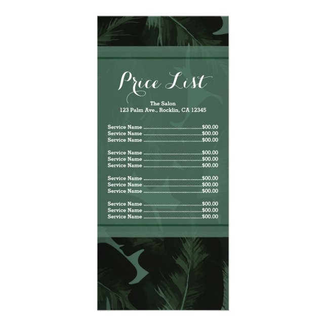 Lista de Precios Menú Hojas Tropicales de Green &  (Frente)