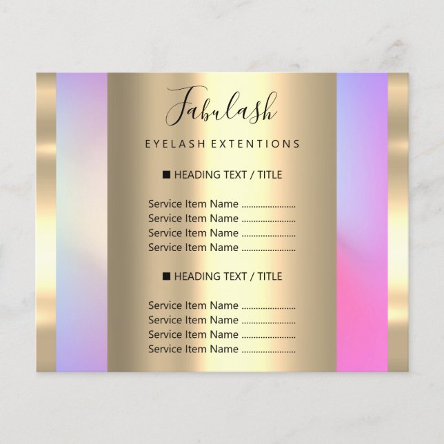 Lista de Precios Salón de Belleza Maquillaje Cabel (Frente)