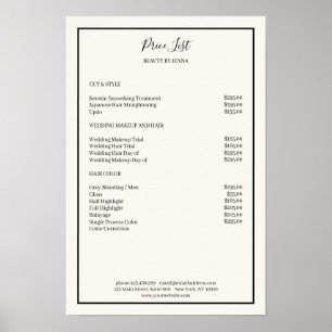 Lista de precios simple beige y negro   Póster