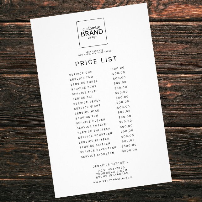 Lista de precios simple con logo personalizado pro (business brochure
)