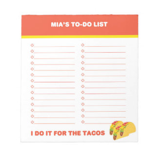 Lista Taco To Do, Bloc de notas Personalizado, Per
