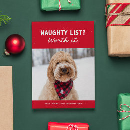 Lista traviesa divertida linda roja Navidad