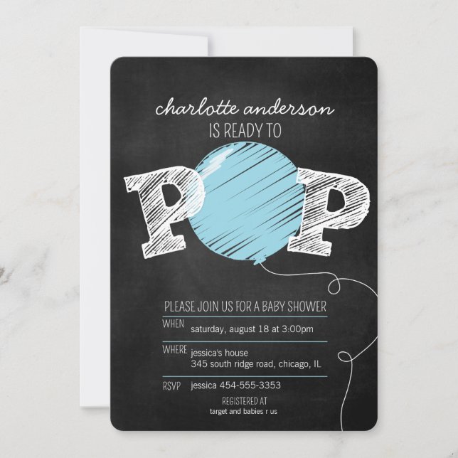Listo para abrir la invitación Baby Shower de Blue (Anverso)