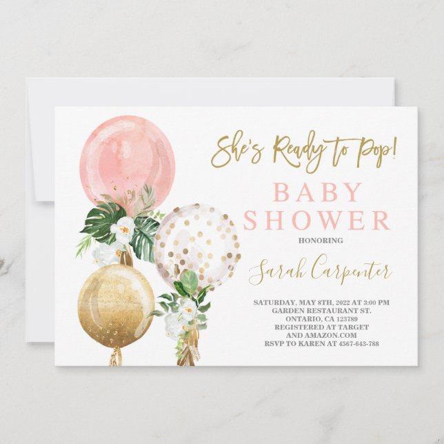 Listo para activar la invitación de chica Baby Sho (Anverso)