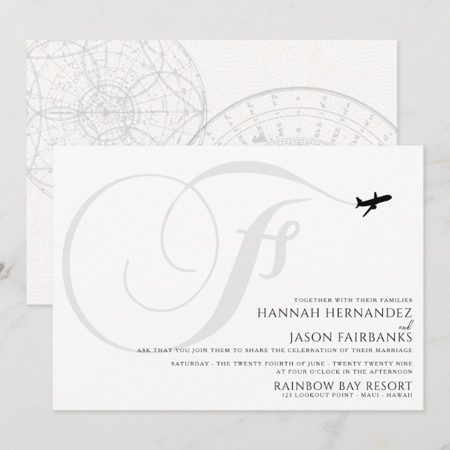 Listo para despegar de la invitación a la boda ini (Anverso / Reverso)