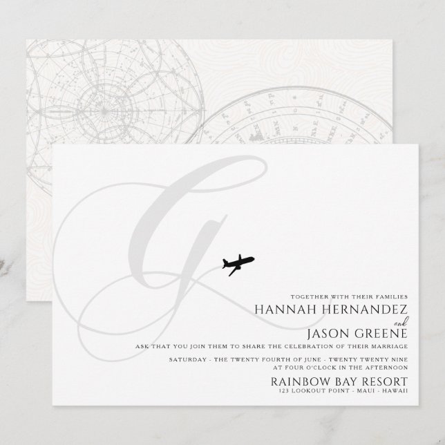 Listo para despegar G Invitación a la boda inicial (Anverso / Reverso)
