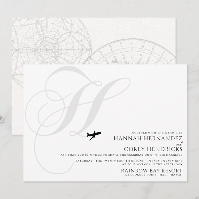 Listo para despegar H Invitación a la boda inicial (Anverso / Reverso)