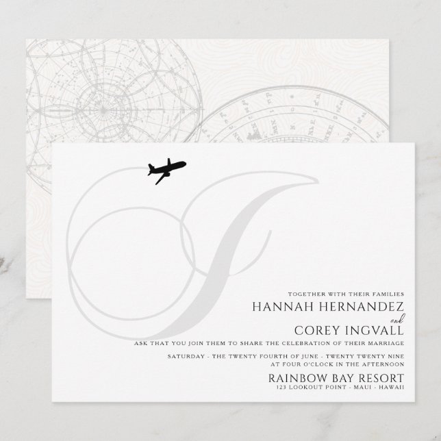 Listo para despegar Invitación a la boda inicial (Anverso / Reverso)