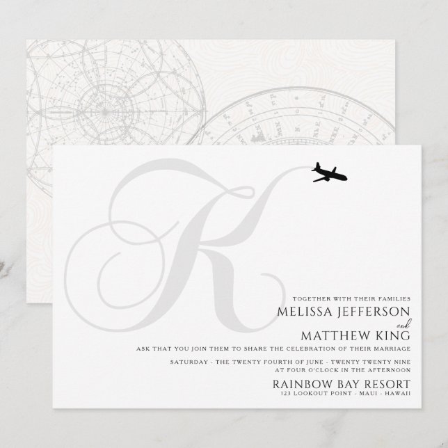 Listo para despegar K Invitación a la boda inicial (Anverso / Reverso)