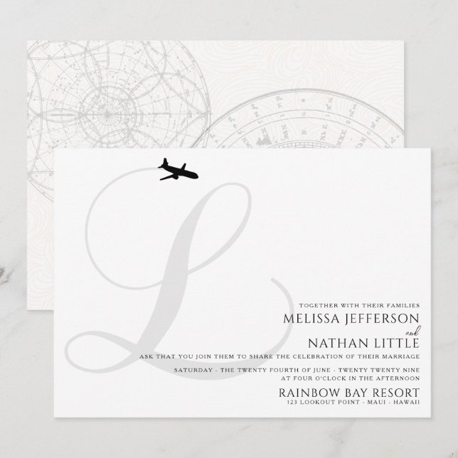 Listo para despegar L Invitación a la boda inicial (Anverso / Reverso)