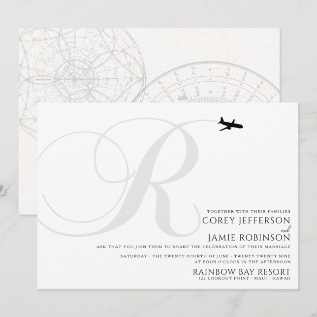 Listo para despegar la invitación a la boda inicia (Anverso / Reverso)