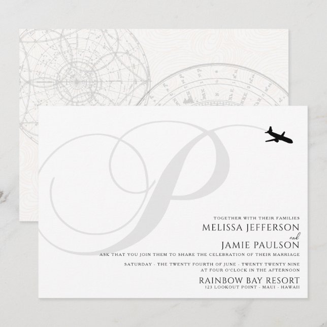 Listo para despegar la invitación a la boda inicia (Anverso / Reverso)