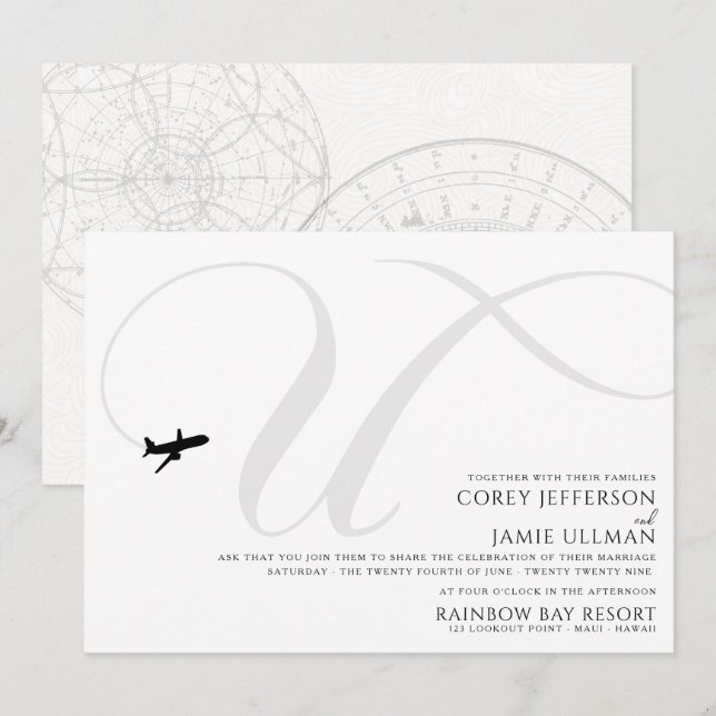 Listo para despegar la invitación a la boda inicia (Anverso / Reverso)