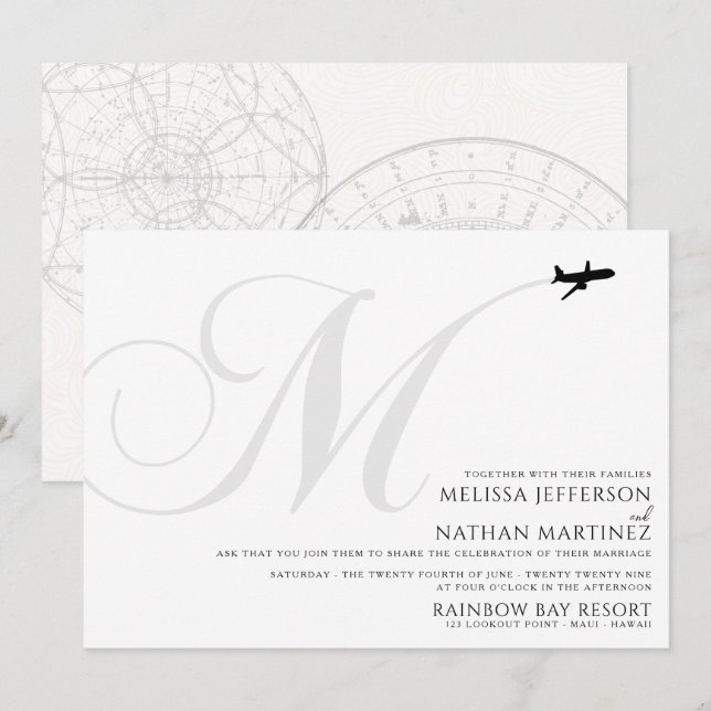 Listo para despegar mi invitación de matrimonio in (Anverso / Reverso)
