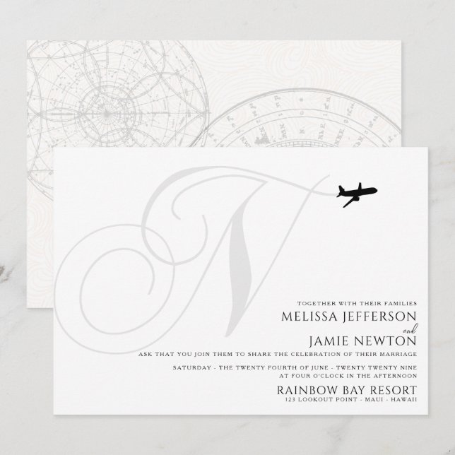 Listo para despegar N Invitación a la boda inicial (Anverso / Reverso)