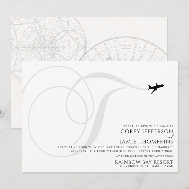 Listo para despegar T Invitación a la boda inicial (Anverso / Reverso)