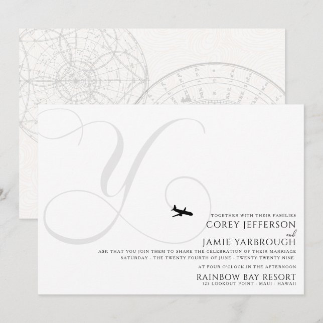 Listo para despegar Y Invitación a la boda inicial (Anverso / Reverso)