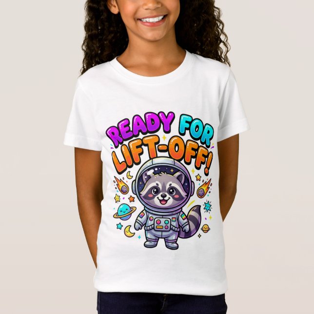 ¡Listo para el despegue! Camiseta de mapache astro (Anverso)