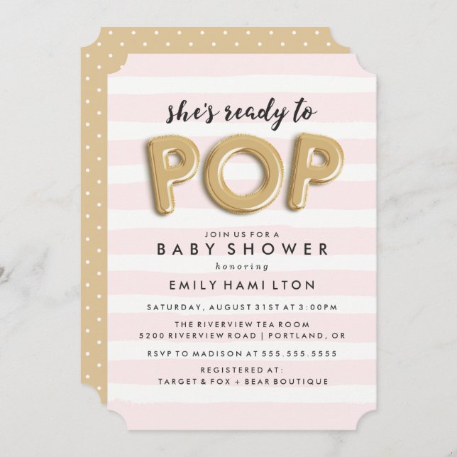 Listo Para Pop | Invitación de Baby Shower (Anverso / Reverso)