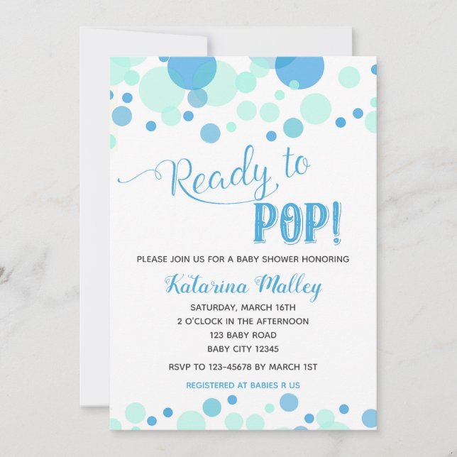 ¡Listo para Pop! Invitación de Boy Baby Shower (Anverso)