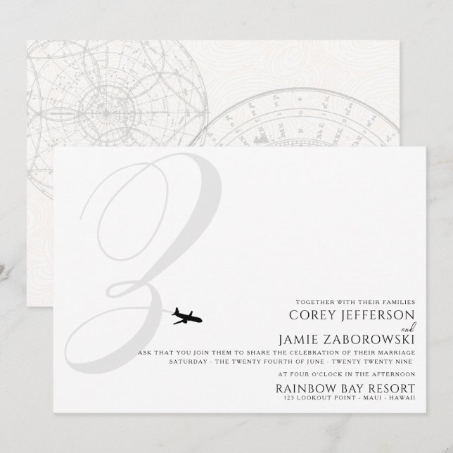 Listo para sacar Z Invitación a la boda inicial (Anverso / Reverso)