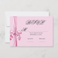 Listón de Satén Rosa Simple RSVP de Boda